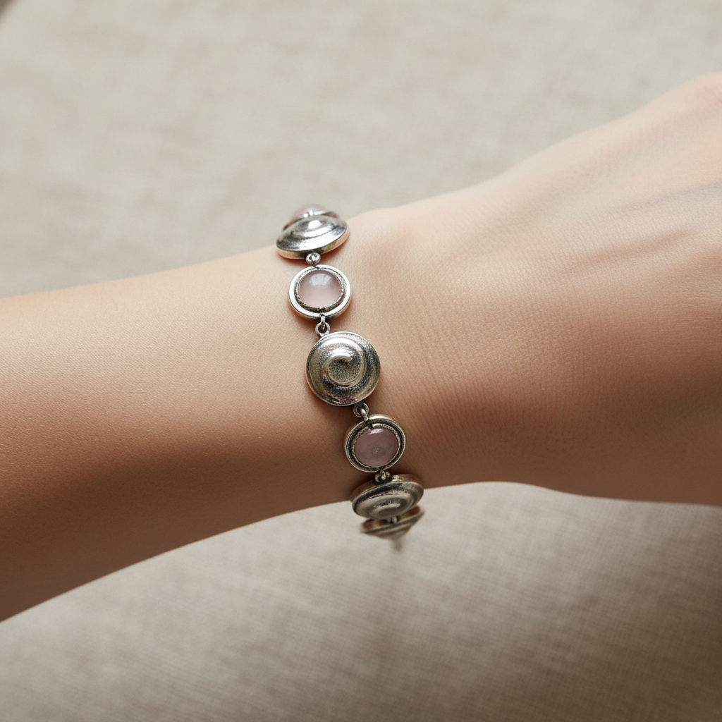Bracciale Chiocciole Rosa indossato