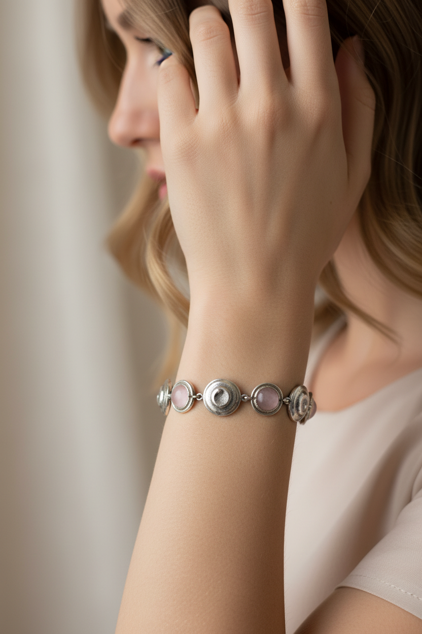 Bracciale Chiocciole Rosa - modella capelli