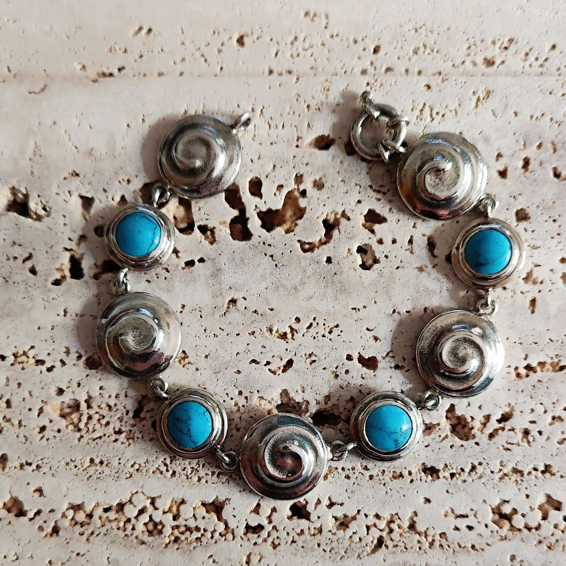  Bracciale in argento chiocciole turchese - Milady Gioielli