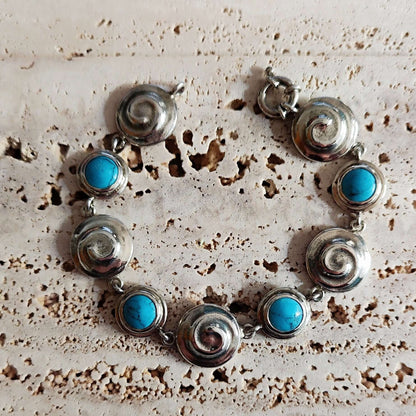  Bracciale in argento chiocciole turchese - Milady Gioielli