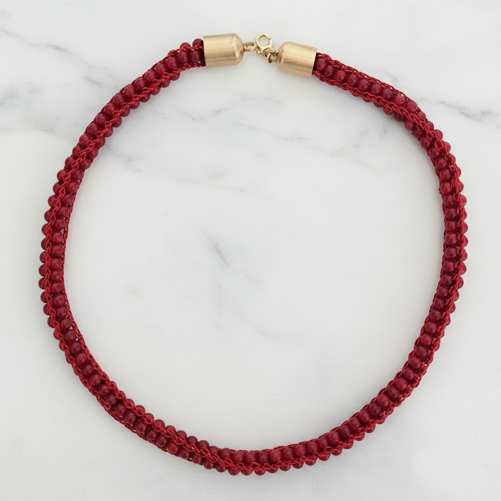 Collana Giada Rubellite — vista completa su marmo
