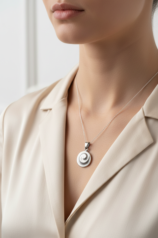 Pendente Spiral argento indossato