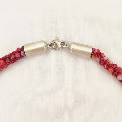 Striped Fuchsia Agate Necklace