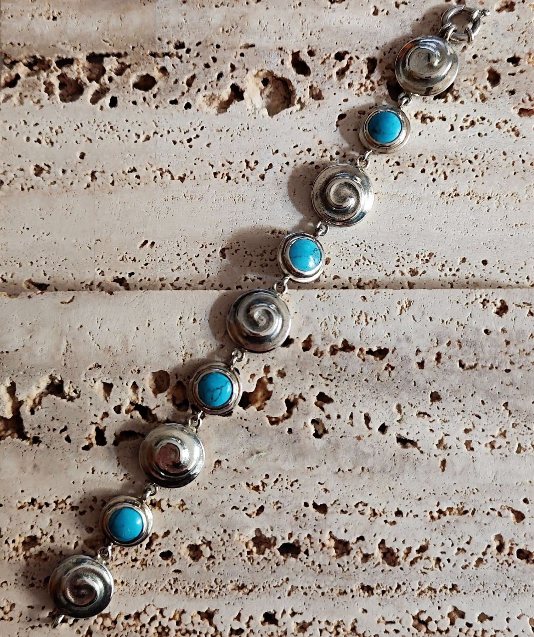  Bracciale in argento chiocciole turchese - Milady Gioielli