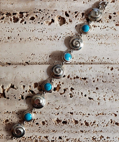  Bracciale in argento chiocciole turchese - Milady Gioielli