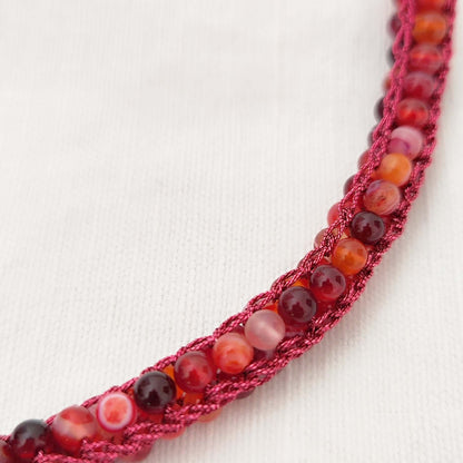 Striped Fuchsia Agate Necklace