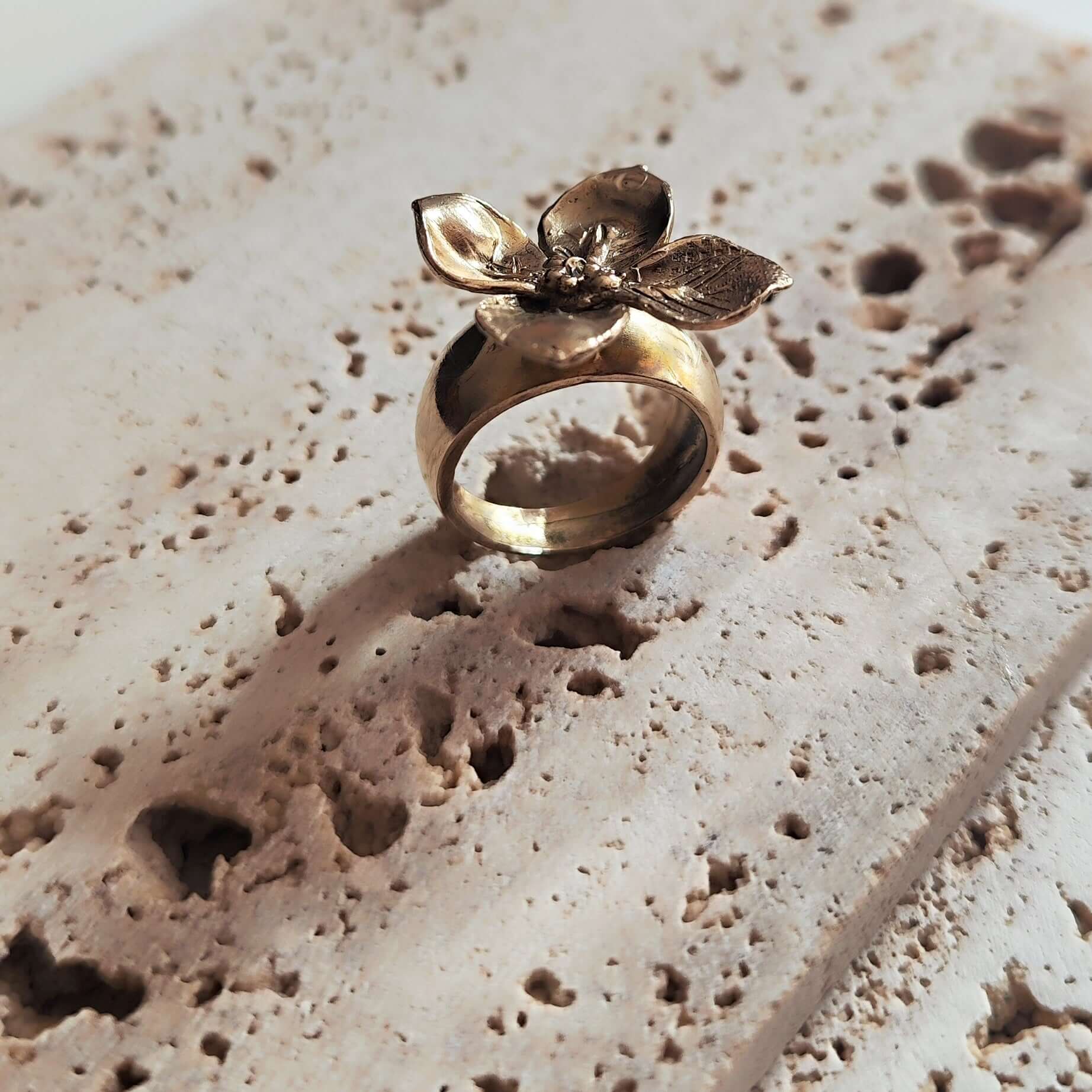 Anello in bronzo floreale Primula - Milady Gioielli